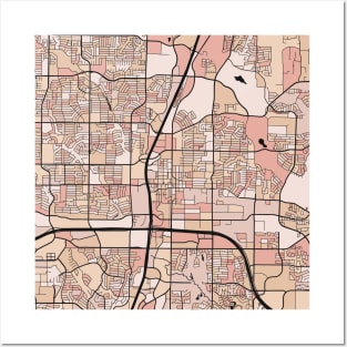 Plano Map Pattern in Soft Pink Pastels Posters and Art